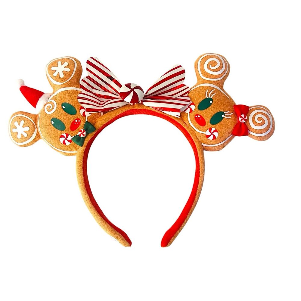 Disney Parks Christmas Holiday Gingerbread Ears Headband Mickey Minnie